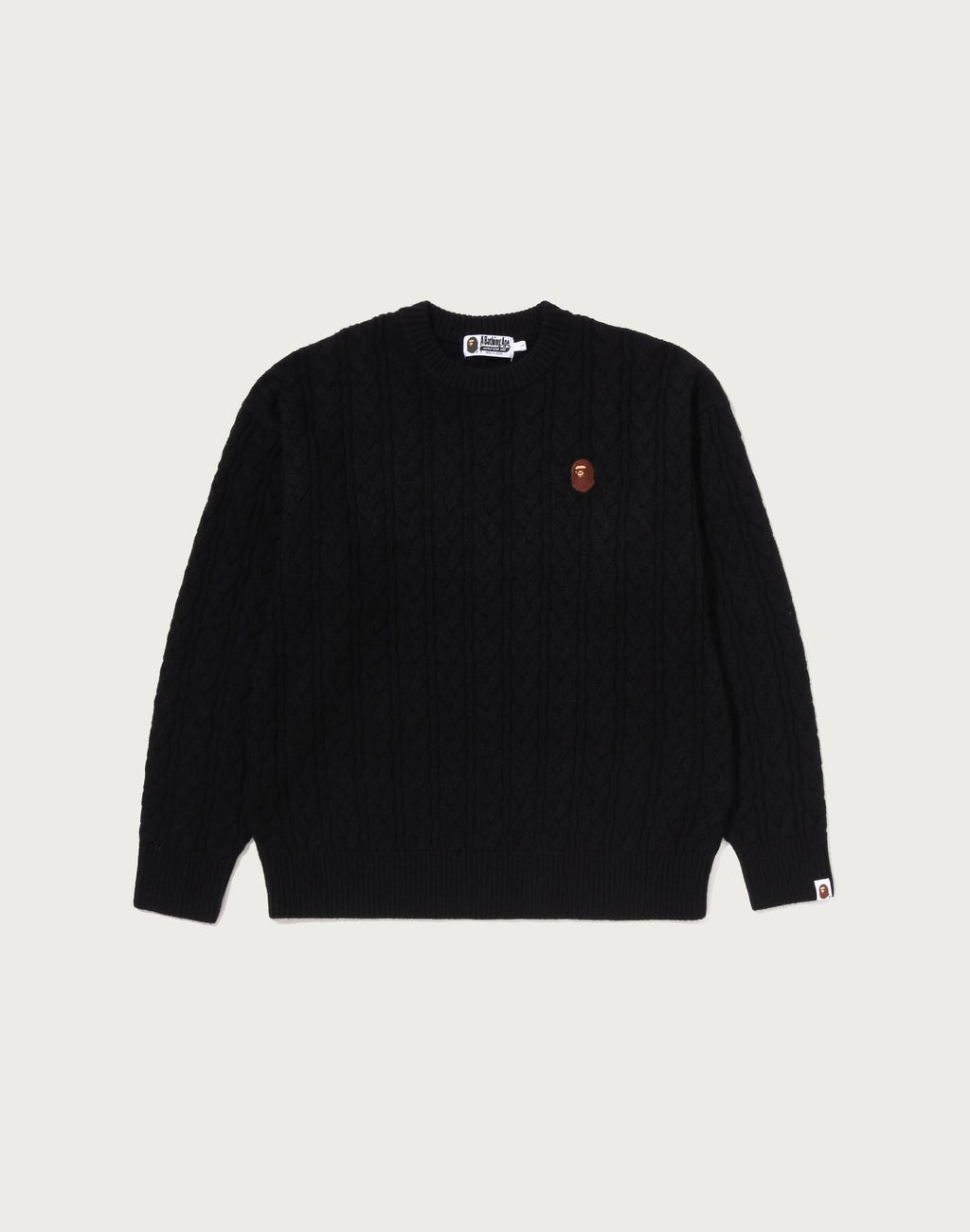 ONE POINT CABLE KNIT CREWNECK SWEATSHIRT MENS
