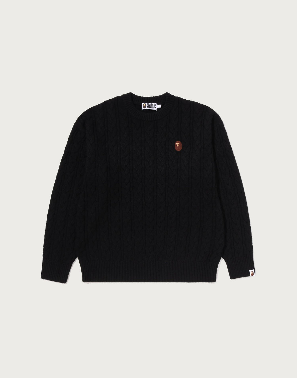 ONE POINT CABLE KNIT CREWNECK SWEATSHIRT MENS