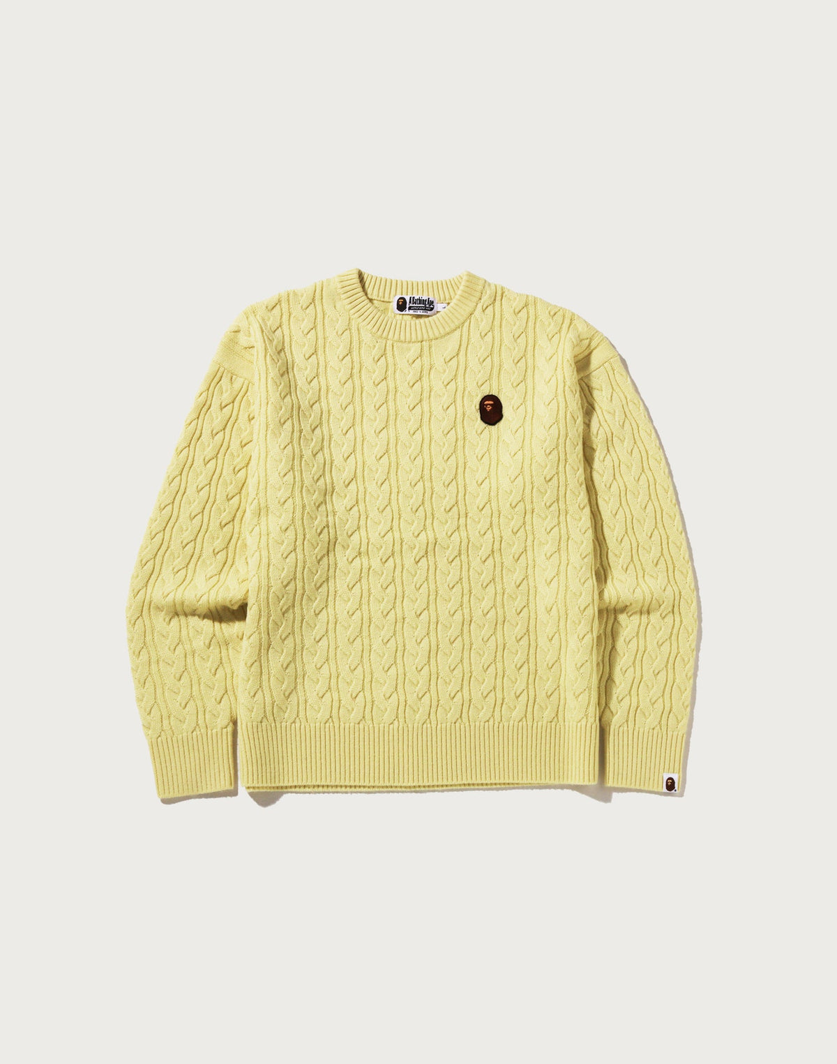 ONE POINT CABLE KNIT CREWNECK SWEATSHIRT MENS