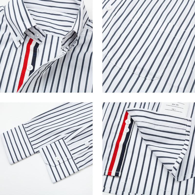 Classic Four-Bar Black & White Striped Patchwork Shirt - Premium Designer | Thom Browne
