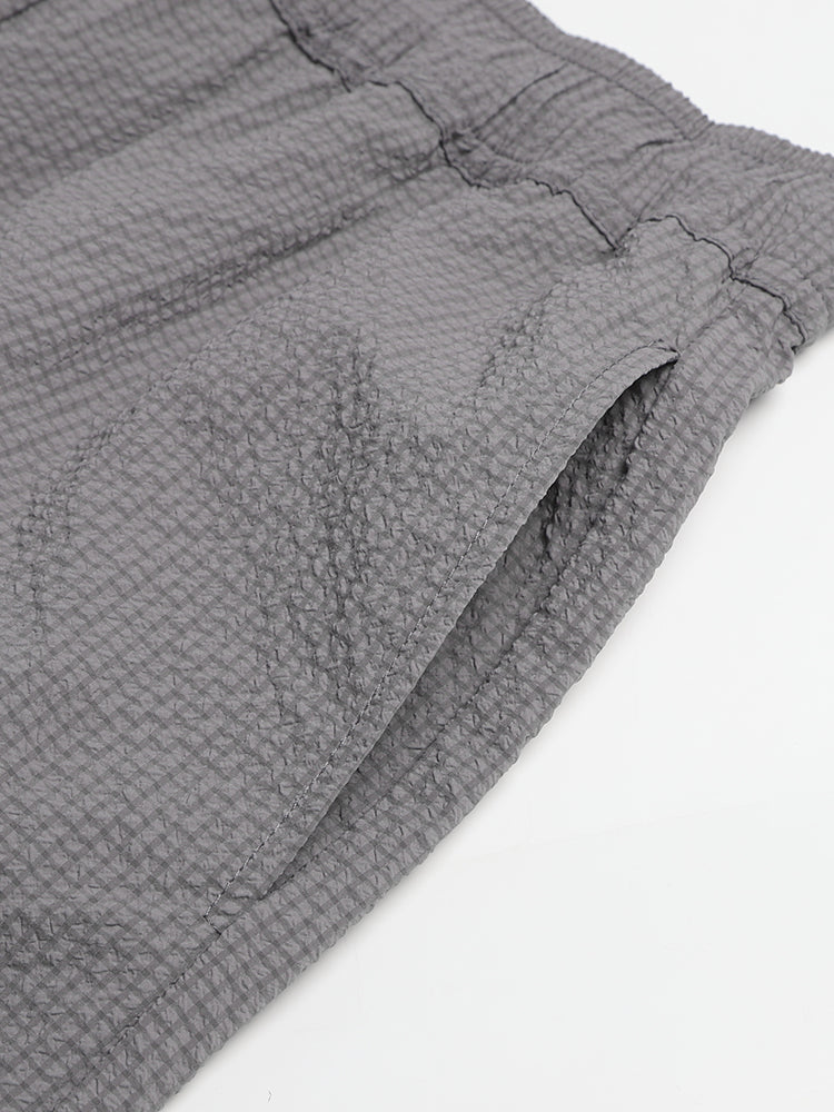 Thom Browne Style Seersucker Shorts - Lightweight Textured Summer Shorts