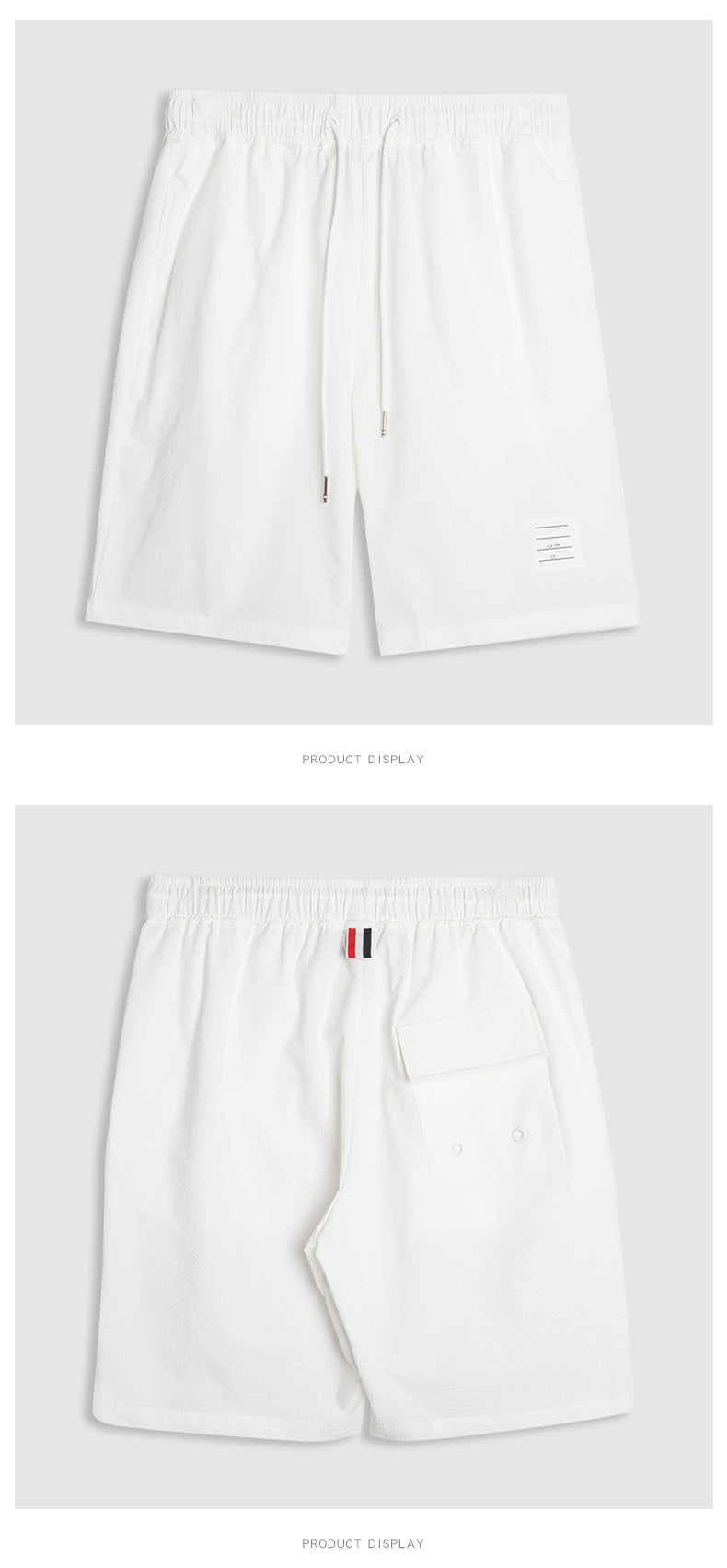 Thom Browne Style Seersucker Shorts - Lightweight Textured Summer Shorts