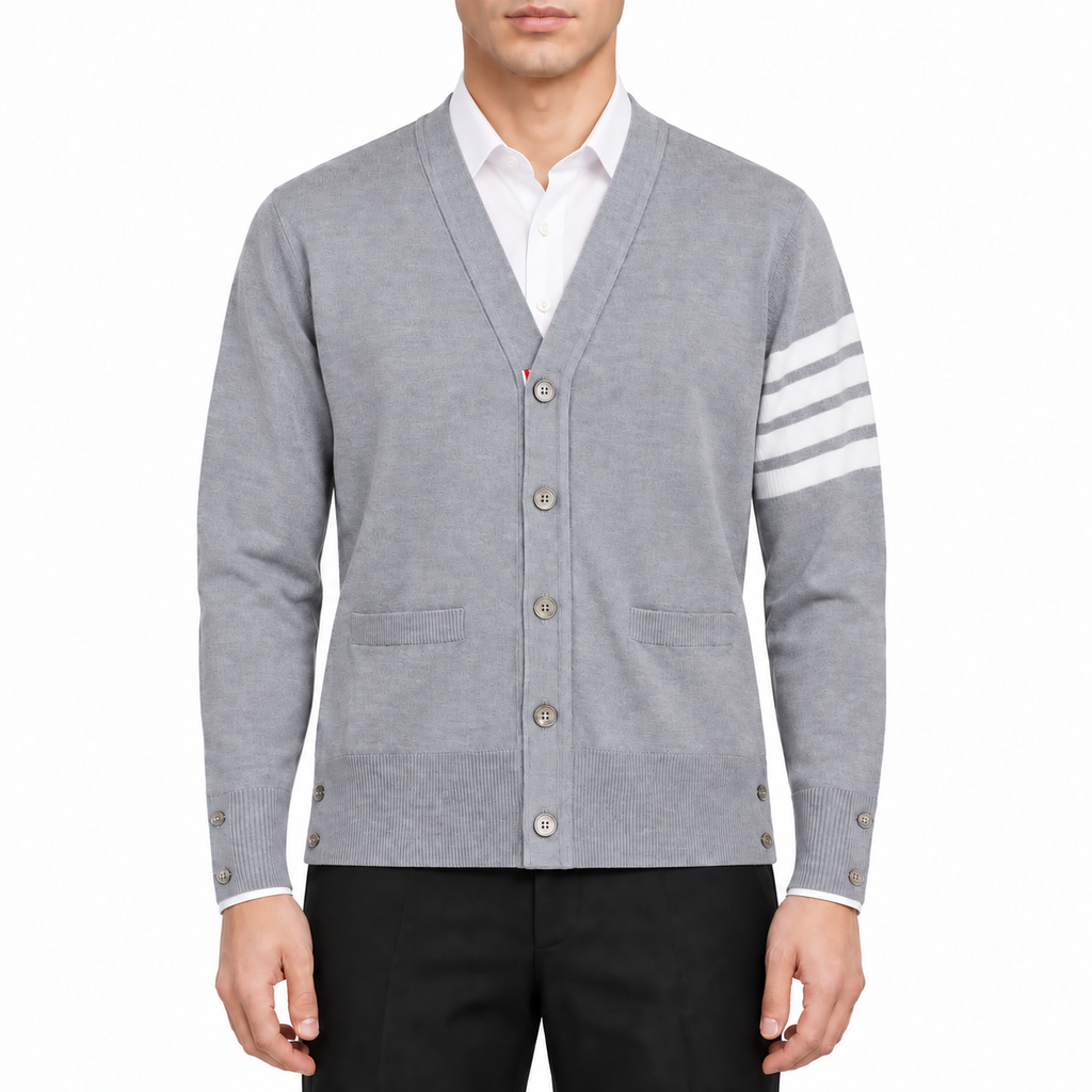 Unisex V-neck thin cardigan | Thom Browne
