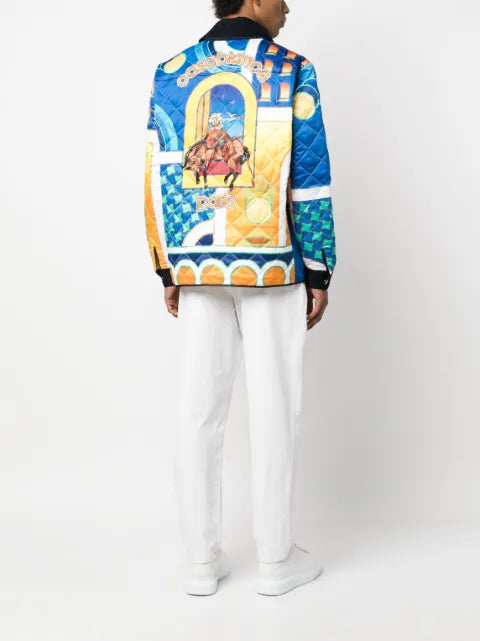 Casablanca Paysage-print quilted jacket