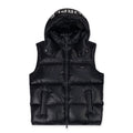 Jet Black Nylon Snap Off Hood Puffer Vest