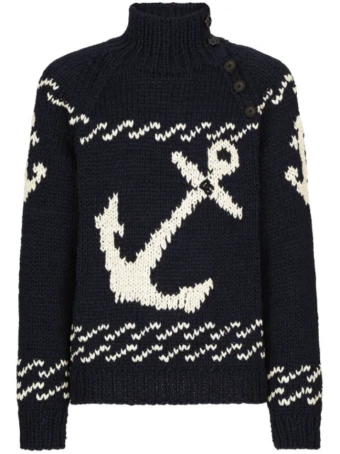 Dolce & Gabbana patterned intarsia-knit cotton-blend jumper