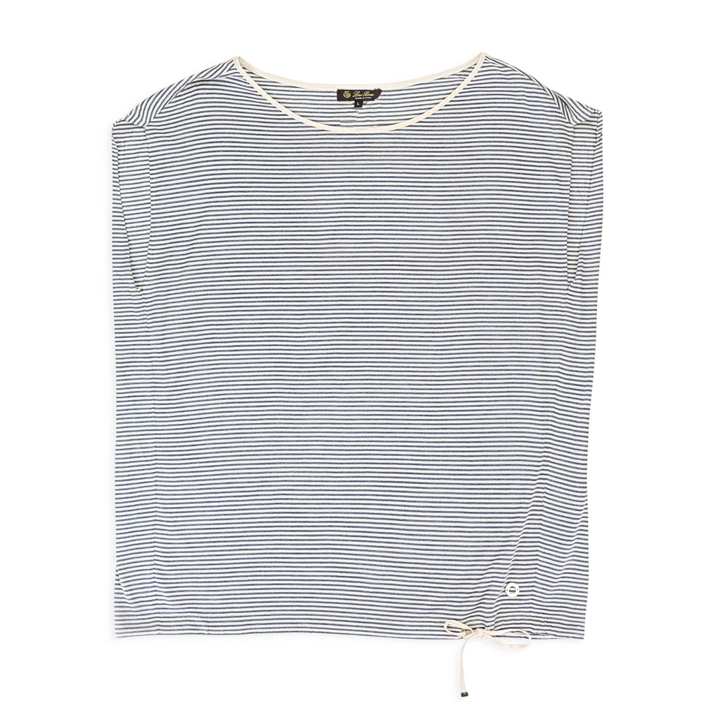 SILK STRIPED WHITE/GRAY BLOUSE
