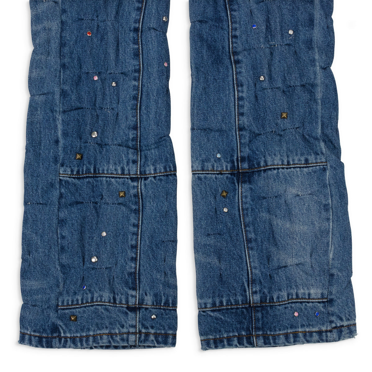 MULTICOLOR STUD CINCHED STRAIGHT-FIT JEANS