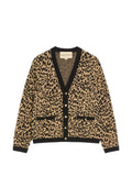 Valentino Garavani wool cardigan with Fauve Eclat animal print jacquard
