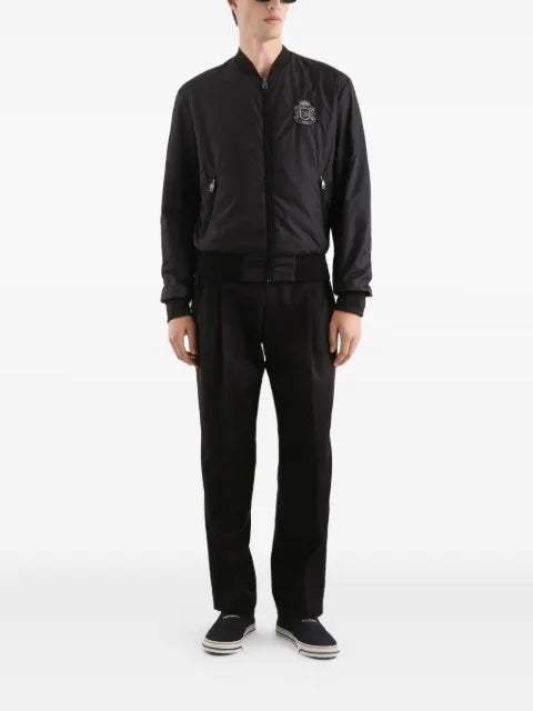 Dolce & Gabbana crest-embroidered zip-fastening bomber jacket