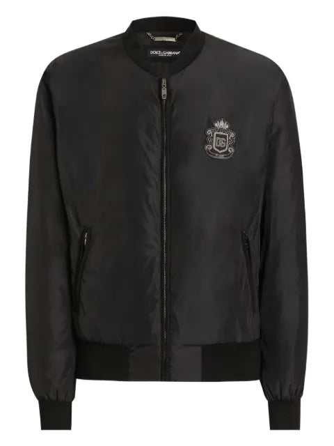 Dolce & Gabbana crest-embroidered zip-fastening bomber jacket