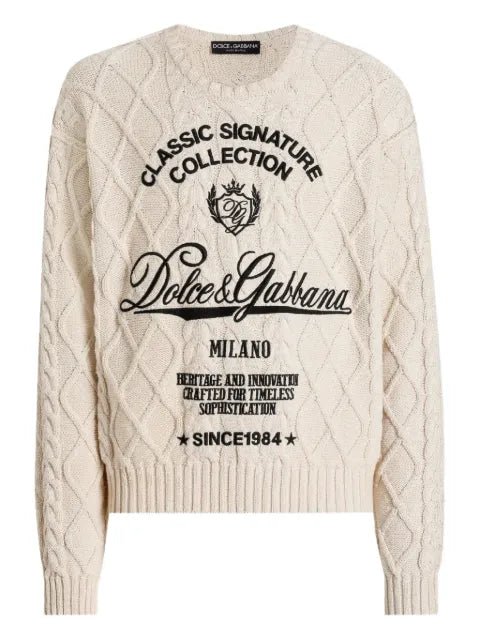 Dolce & Gabbana cable-knit logo sweater