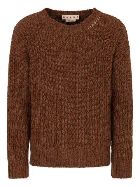 Marni crew neck elbow-patch sweater