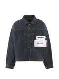SAINT MXXXXXX pleated cinch-strap denim jacket