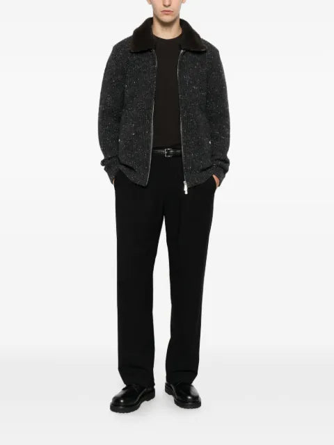 Eleventy zip-up ribbed-knit jacket