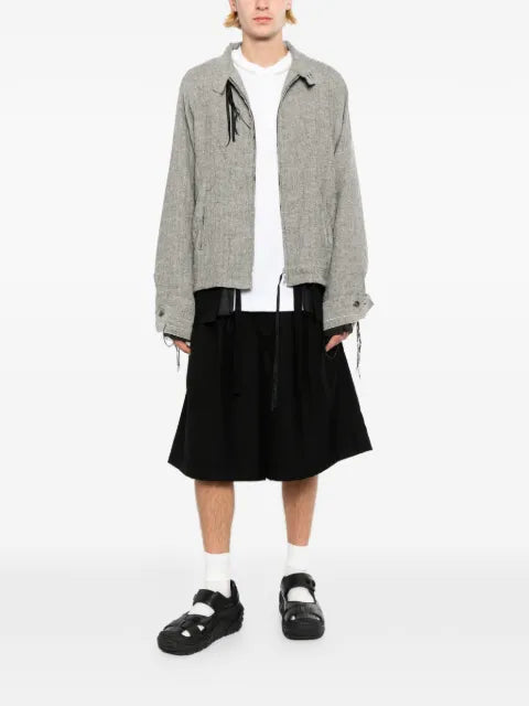 midorikawa frayed zip-up shirt jacket