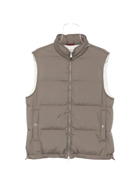 Brunello Cucinelli lightweight techno-fabric down vest with packable hood