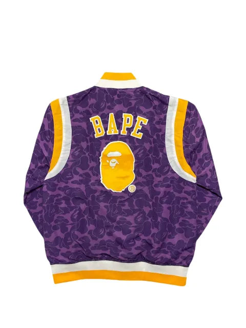 A BATHING APE® x Mitchell & Ness Lakers camo-print logo-patch bomber jacket