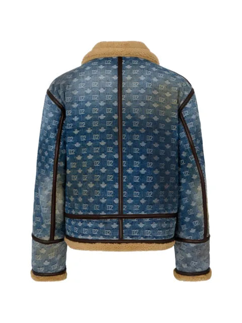 DSQUARED2 D2 Monogram dirty wash shearling kaban jacket