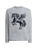 ETRO cotton sweater with placed Pegaso-print