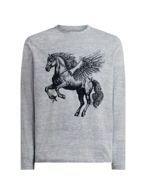 ETRO cotton sweater with placed Pegaso-print