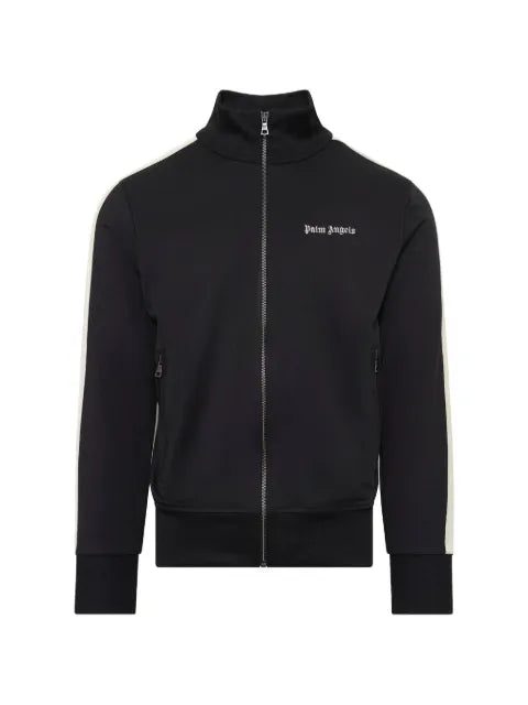 Palm Angels logo-embroidered striped-sleeve sweatshirt