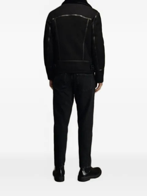 BIGARDINI Jordan shearling-collar leather coat