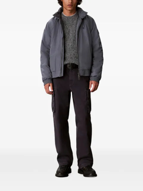 Calvin Klein logo-patch marl-knit sweater