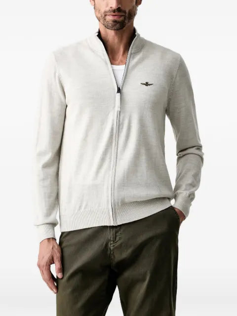 Aeronautica Militare wool zip-up cardigan