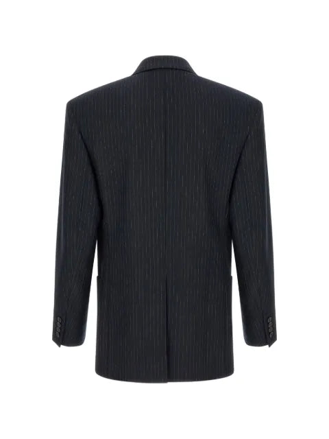 Saint Laurent double-breasted jacket in pin-dot stripe wool gabardine