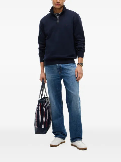 Tommy Hilfiger quarter-zip logo-embroidered sweatshirt