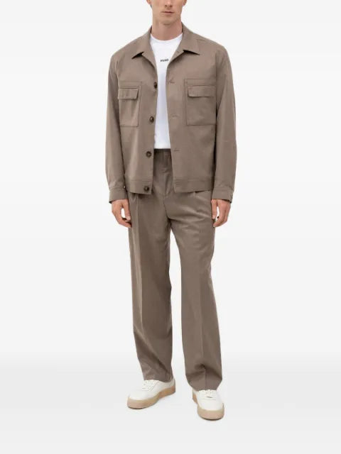 HUGO button-up chest-pocket overshirt