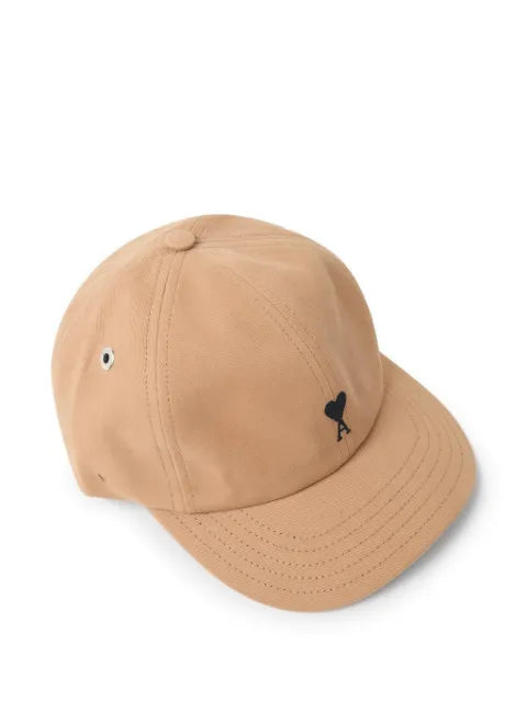 AMI Paris beige cap in cotton with Ami de Coeur