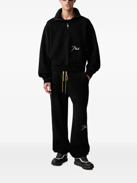 RHUDE logo-embroidered quarter-zip sweater
