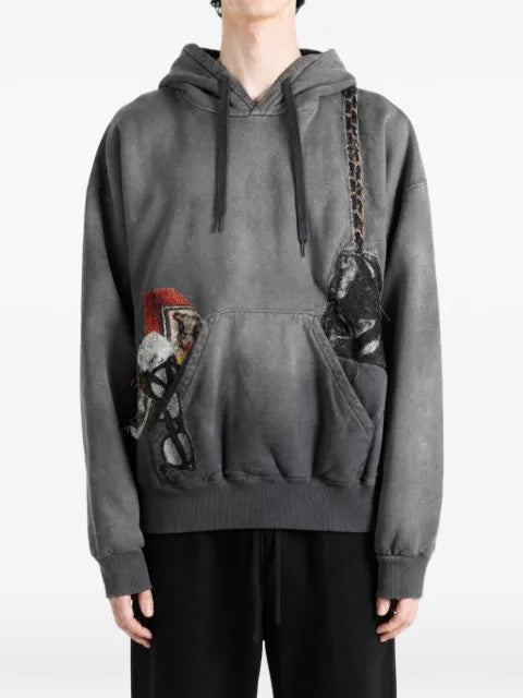 Doublet Twister faded patch-detail hoodie