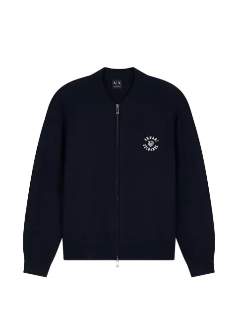 Armani Exchange logo-embroidered zip-up sweater