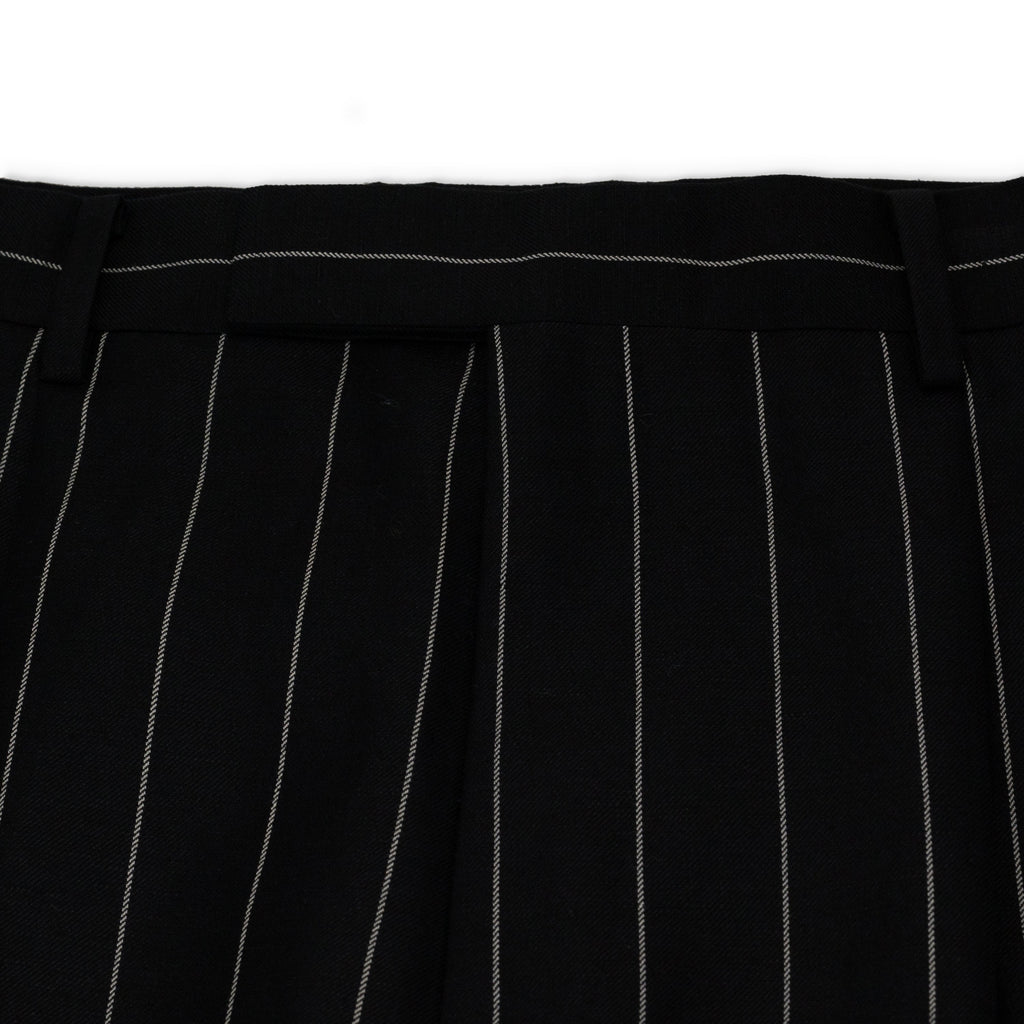 Black Double Pleated Pinstripe Trousers