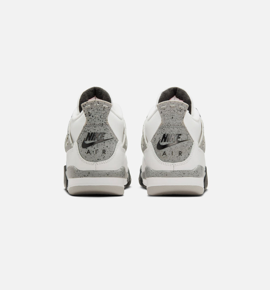 Air Jordan 4 Retro 'White Cement' Grade School - Summit White/Fire Red/Cement Grey/Black