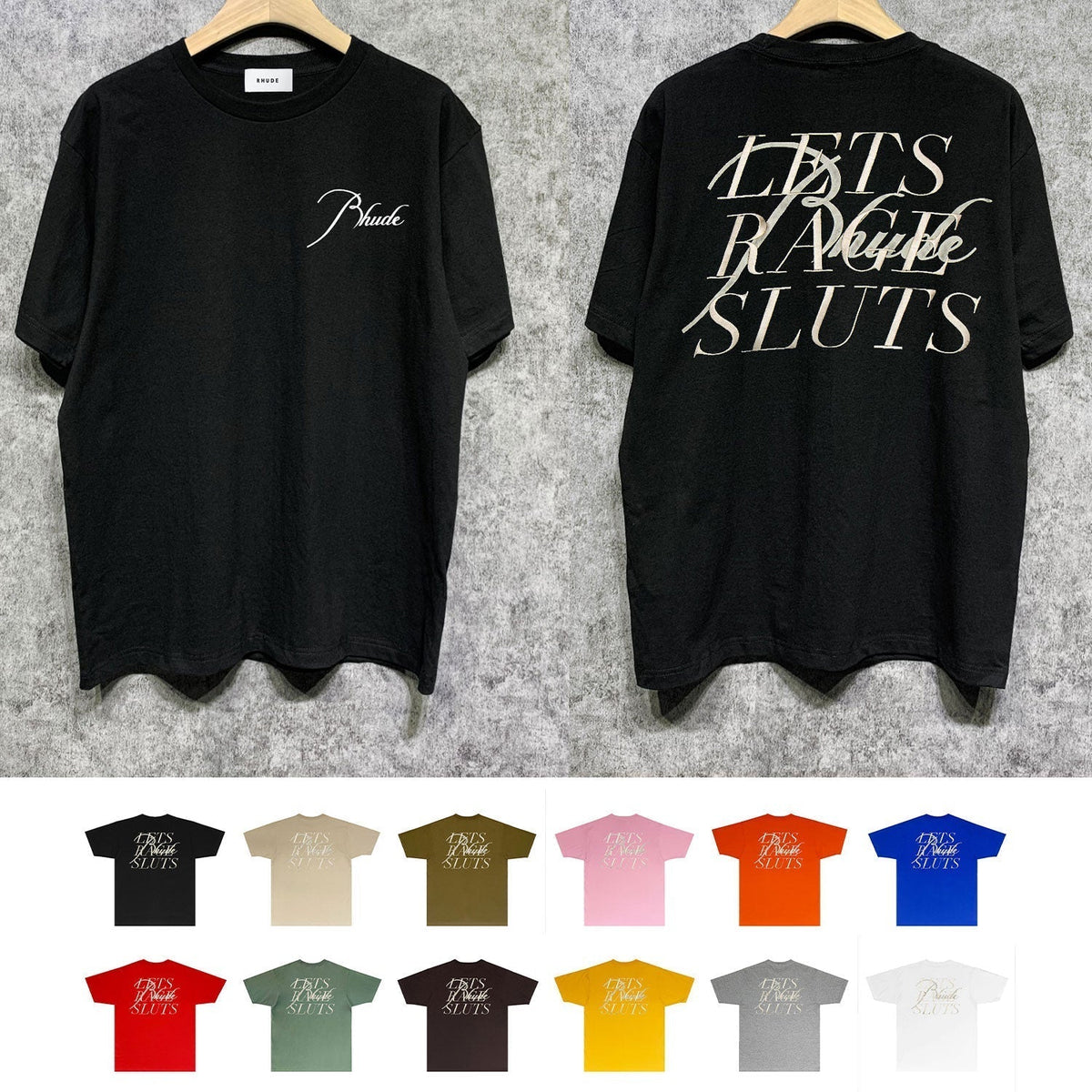 Rhude T-shirts Printed Trendy Pure Cotton