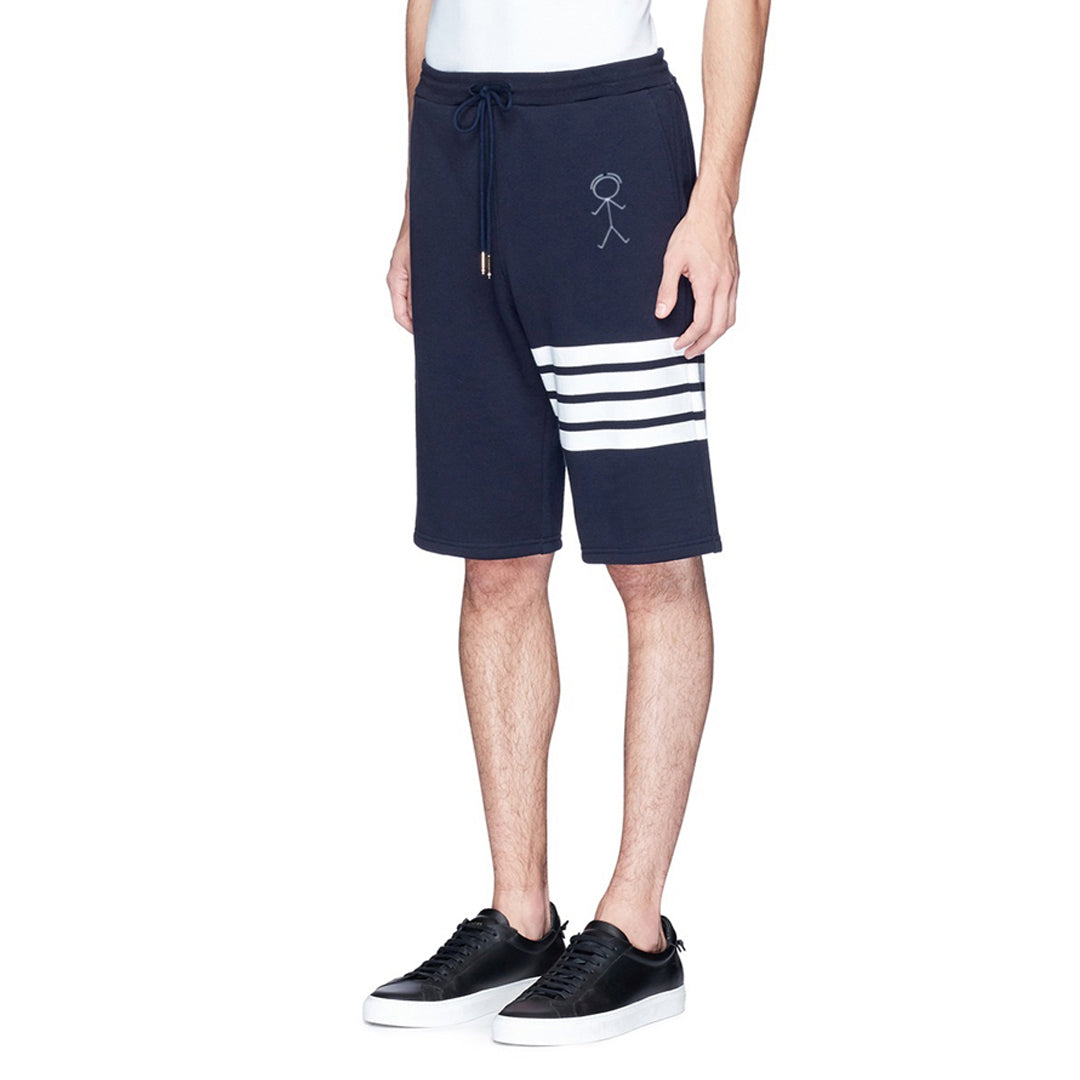 Thom Browne Style Unisex Casual Sweatpants with Signature Four-Bar Detail