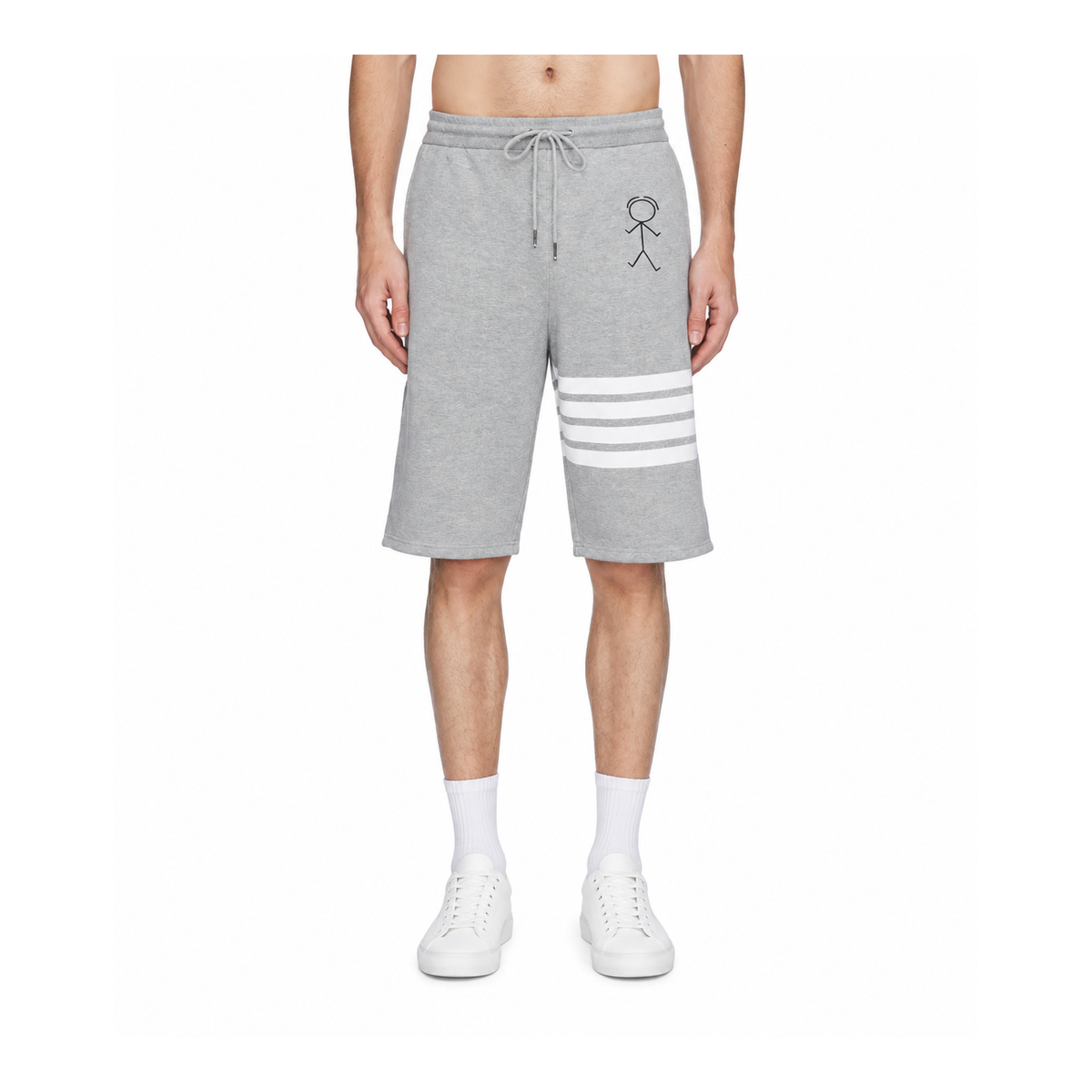 Thom Browne Style Unisex Casual Sweatpants with Signature Four-Bar Detail