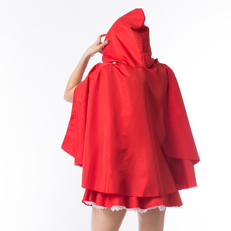 Halloween Women Little Red Riding Hood Cosplay Fairy Tale Party Dress