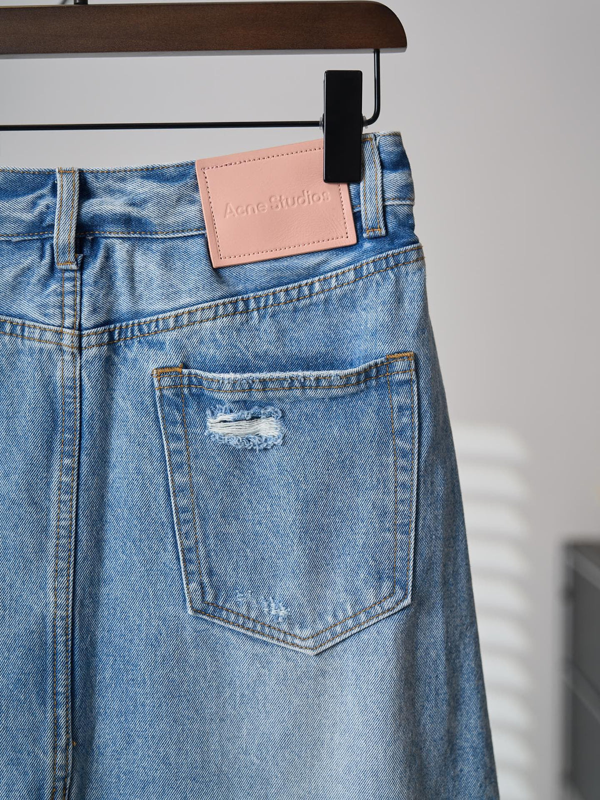 Acne Studios Distressed Layer‑Look Denim Skirt‑Trousers