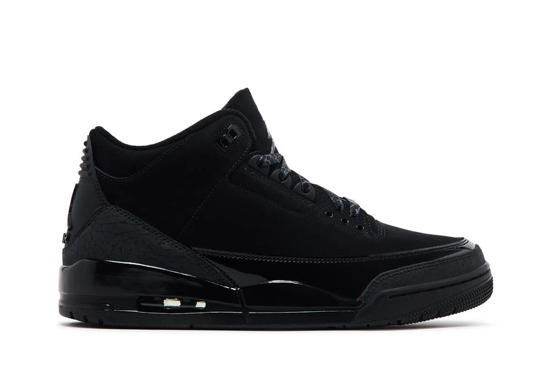 Air Jordan 3 Retro 'Black Cat' 2025 – All-Black Stealthy AJ3 with Elephant Print & Visible Air Unit