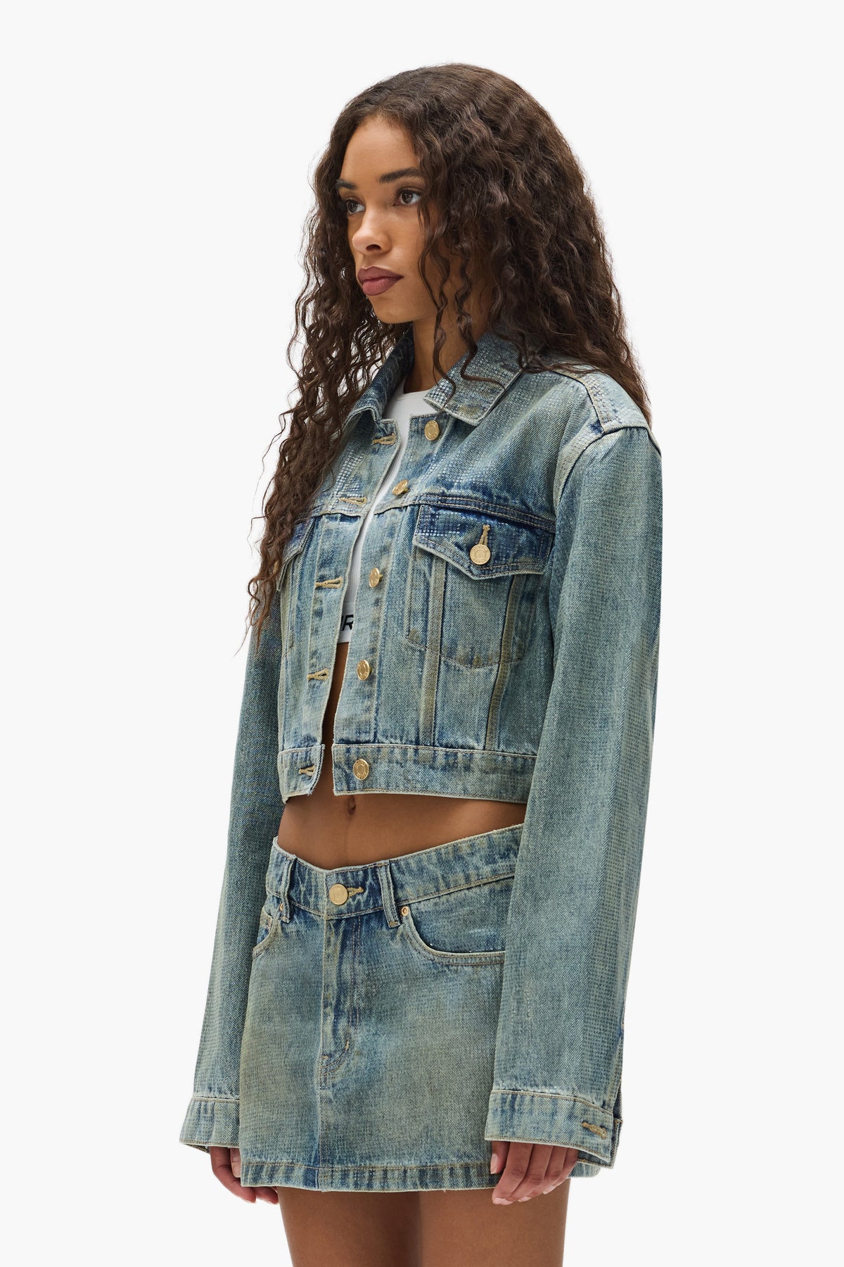 Tiled Overlay Cropped Jacket