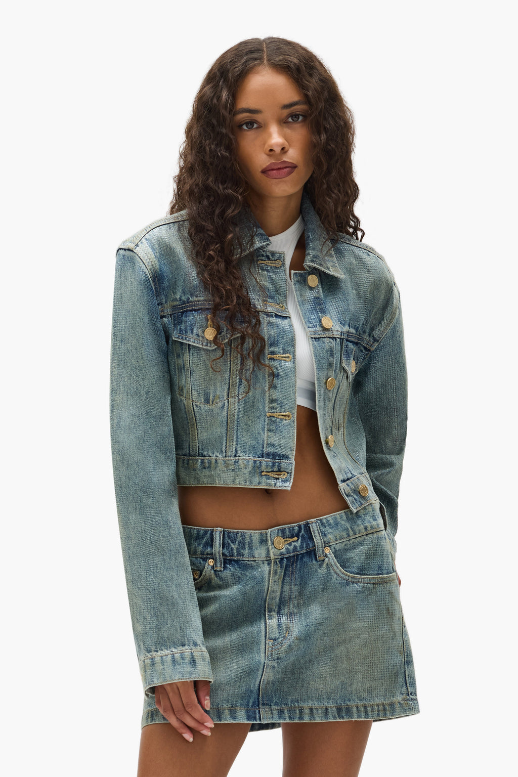 Tiled Overlay Cropped Jacket