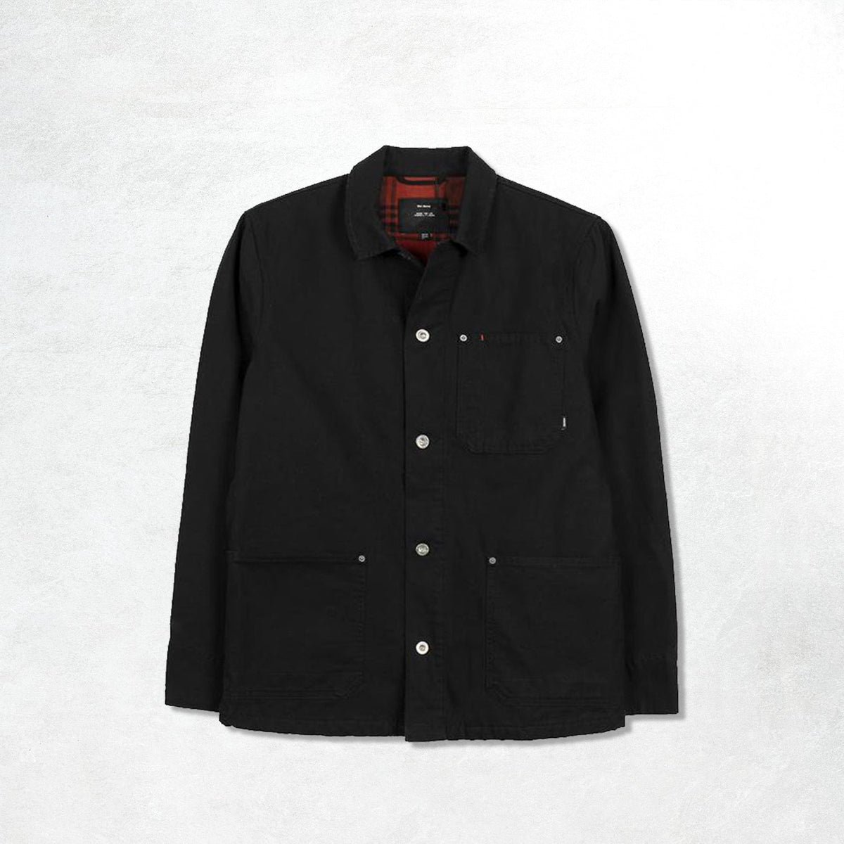 Finisterre Basset Flannel Lined Jacket: Black / Red Oxide
