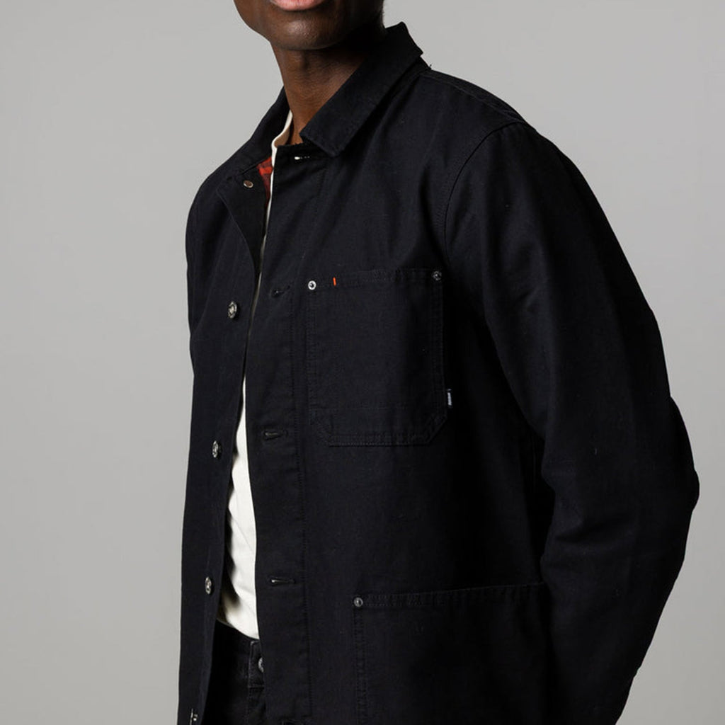 Finisterre Basset Flannel Lined Jacket: Black / Red Oxide
