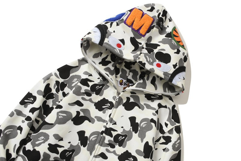 BAPE White Camo Shark Hoodie