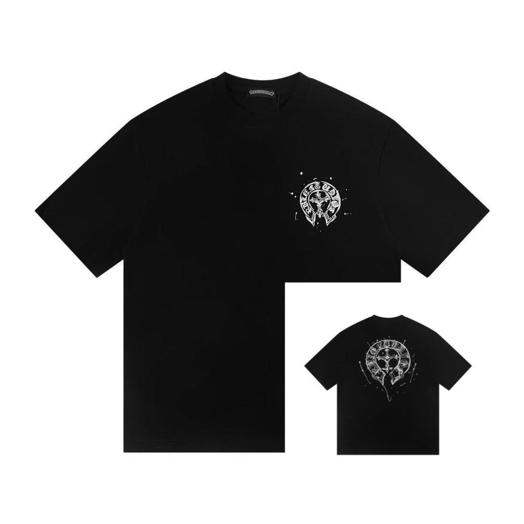 Chrome Hearts Color Sanskrit Cross Horseshoe Print Short Tee Unisex